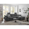 ECKSOFA in Mikrovelours Grau  - Schwarz/Grau, KONVENTIONELL, Kunststoff/Textil (275/170cm) - Carryhome