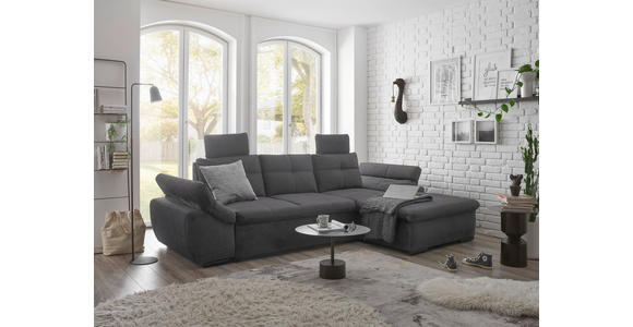 ECKSOFA in Mikrovelours Grau - Schwarz/Grau, KONVENTIONELL, Kunststoff/Textil (275/170cm) - Carryhome