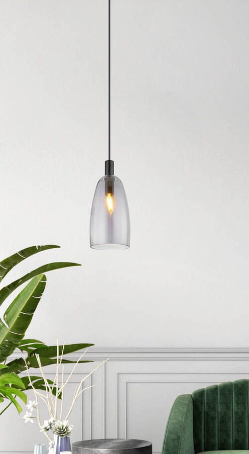 HÄNGLAMPA 14/120 cm  - svart, Design, metall/glas (14/120cm) - Globo