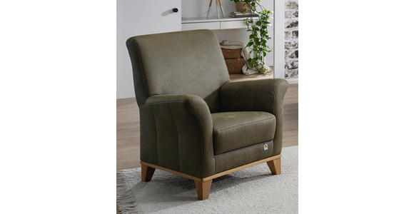 SESSEL in Lederlook Dunkelgrün - Dunkelgrün/Beige, ROMANTIK / LANDHAUS, Holz/Textil (86/96/87cm) - Landscape
