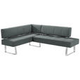 ECKBANK 165/227 cm  in Edelstahlfarben, Dunkelgrau  - Edelstahlfarben/Dunkelgrau, Design, Textil/Metall (165/227cm) - Moderano