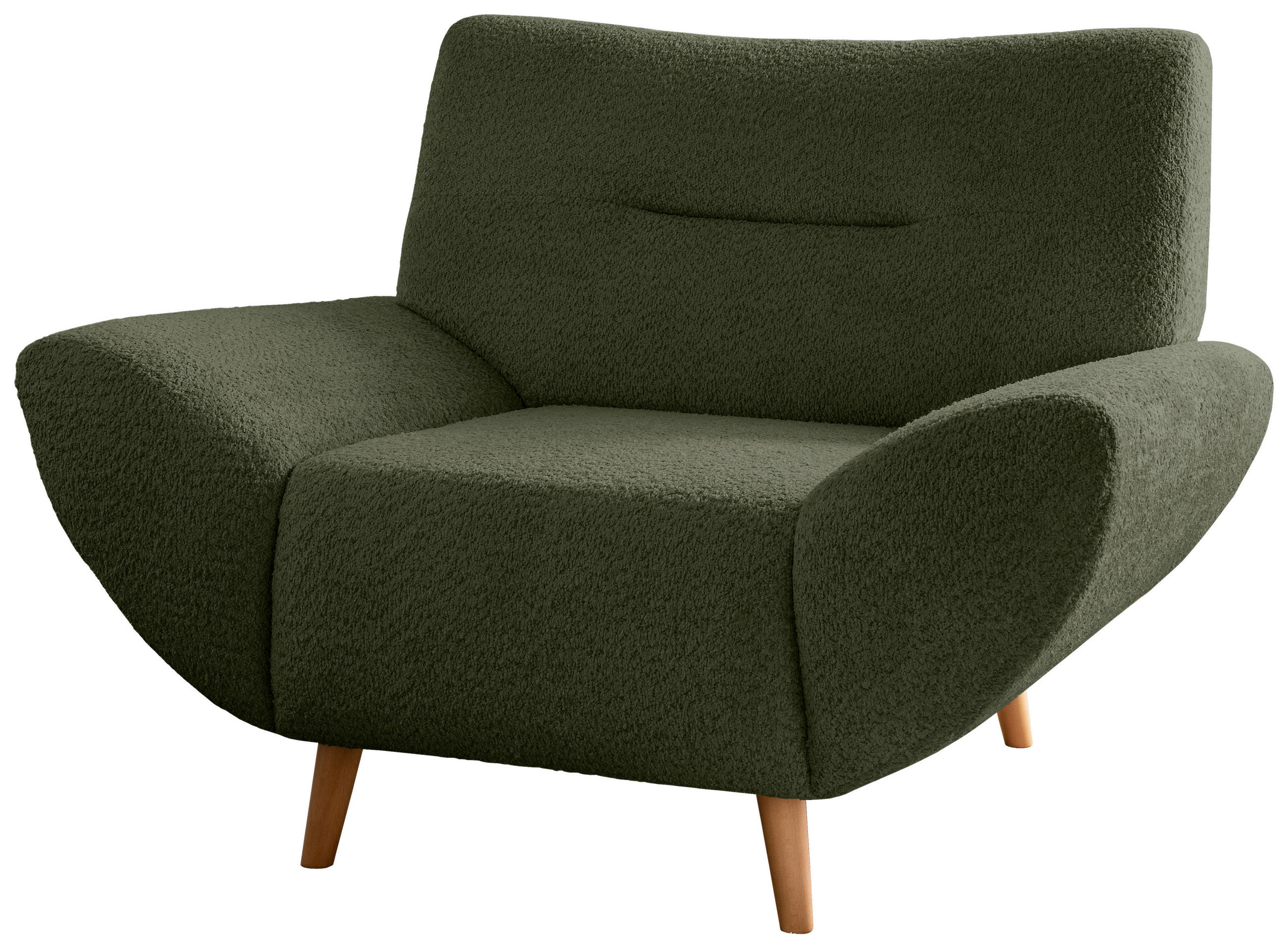SESSEL in Bouclé Waldgrün  - Waldgrün/Wildeiche, KONVENTIONELL, Holz/Textil (111/81/90cm) - MID.YOU