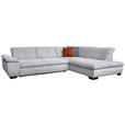 ECKSOFA in Cord Hellgrau  - Hellgrau/Schwarz, Design, Textil/Metall (313/242cm) - Xora