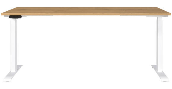 SCHREIBTISCH 180/80/72-118 cm in Braun, Weiß, Eichefarben - Eichefarben/Braun, MODERN, Holzwerkstoff/Metall (180/80/72-118cm) - Novel