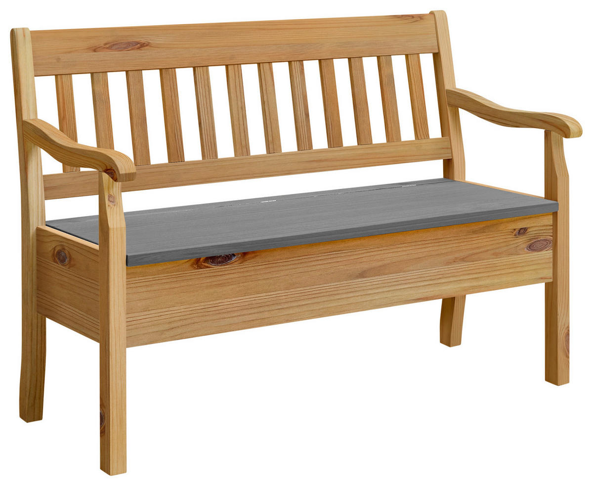 SITZBANK 130/93/58 cm Laugenfarbig, Grau Kiefer massiv  - Laugenfarbig/Grau, ROMANTIK / LANDHAUS, Holz (130/93/58cm) - Boxxx