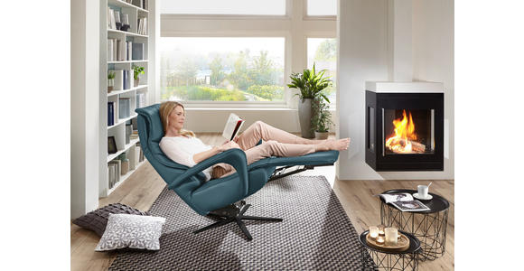 RELAXSESSEL in Leder Blau - Blau/Schwarz, Design, Leder/Metall (75/106/88cm) - Dieter Knoll