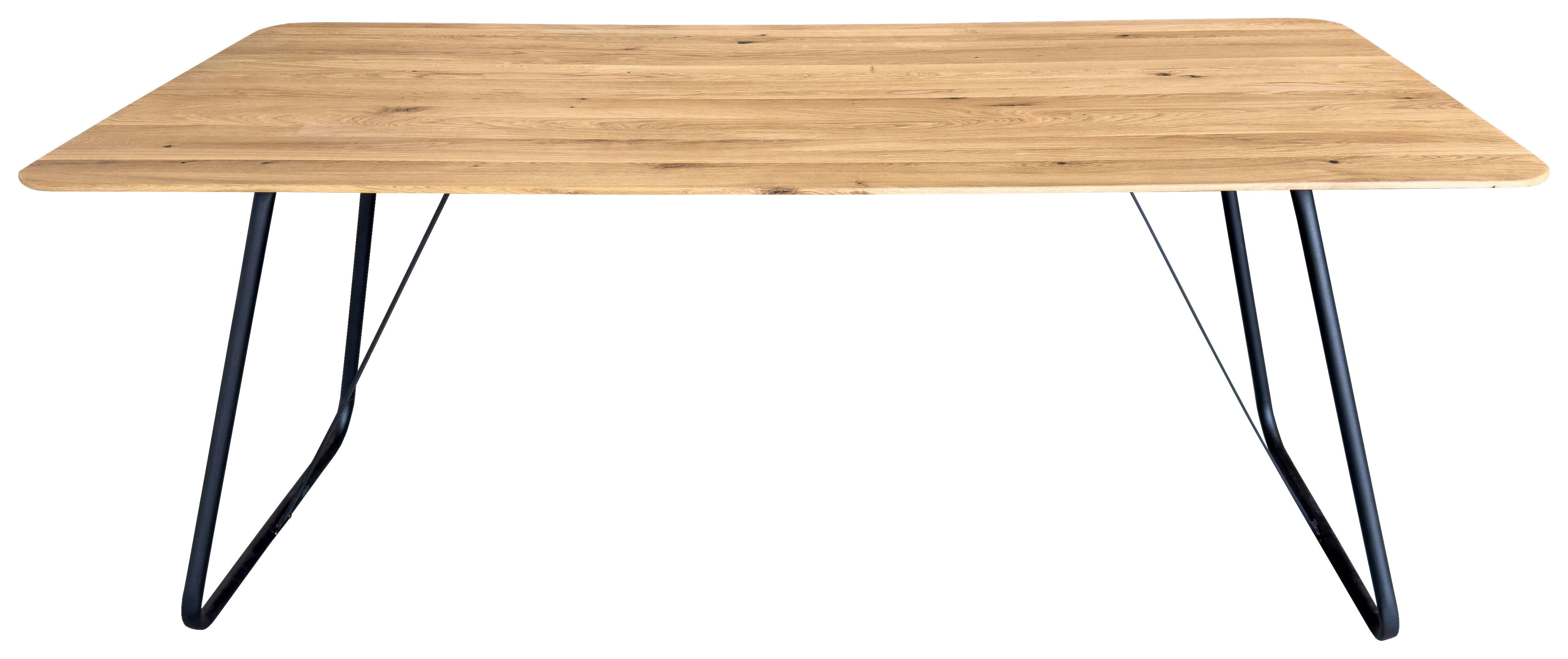 ESSTISCH Eiche massiv rechteckig Schwarz, Eichefarben  - Eichefarben/Schwarz, LIFESTYLE, Holz/Metall (160/90/75cm) - Linea Natura