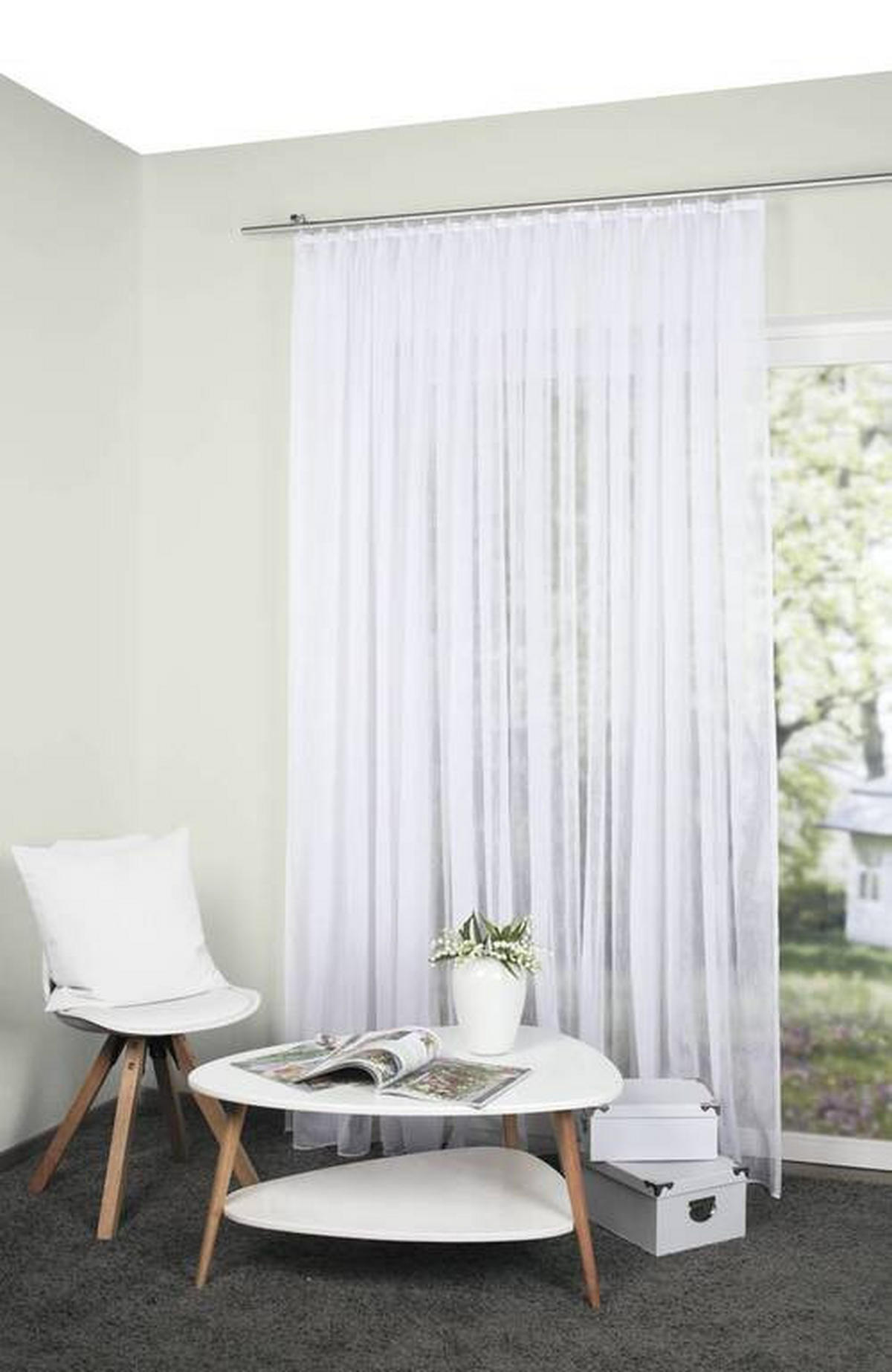 KUSOVÁ ZÁCLONA, 300/245 cm - bílá, Basics, textil (300/245cm) - Schmidt W. Gmbh