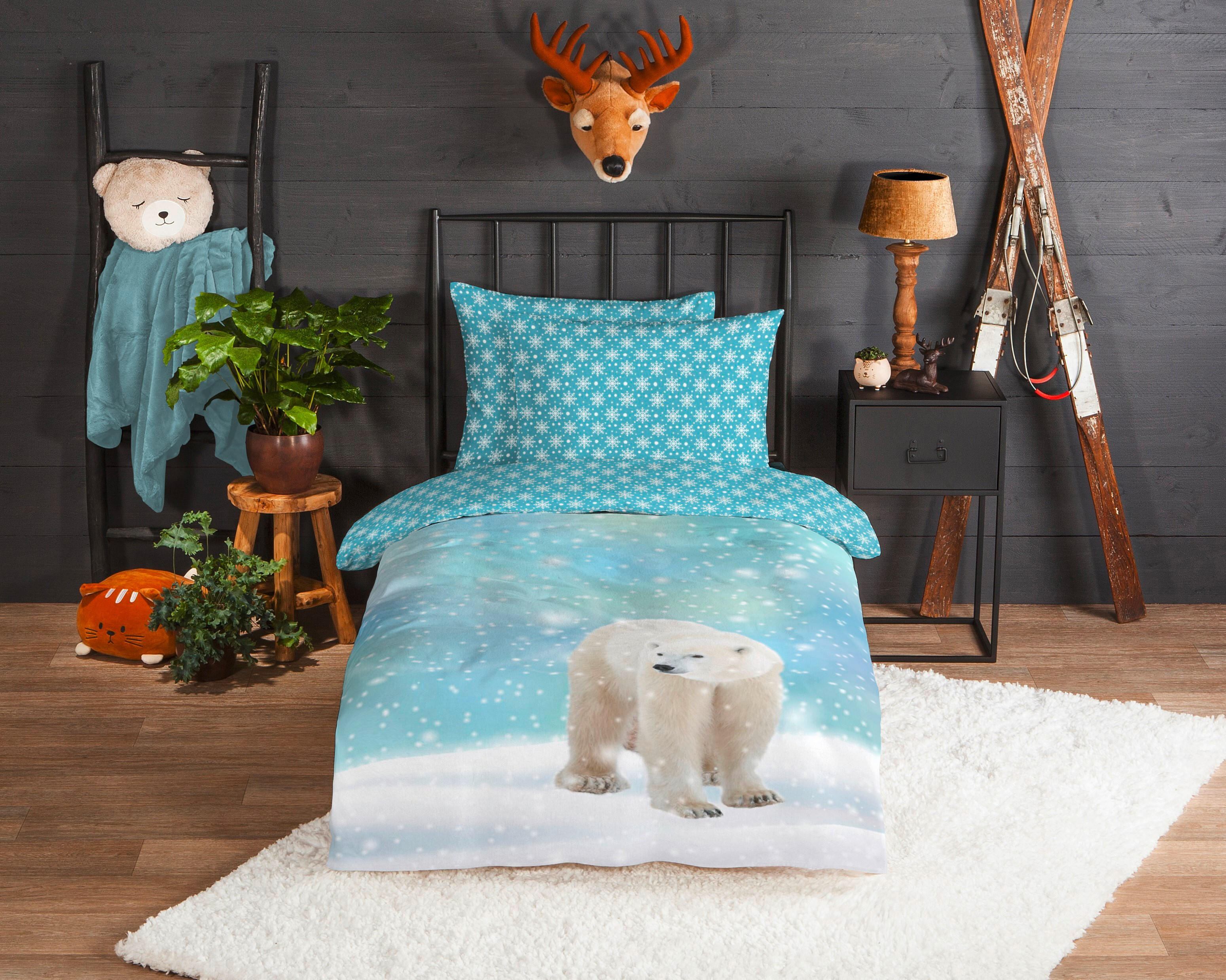 BETTWÄSCHE Good Morning Biber 140/200 cm  - Blau/Hellblau, Trend, Textil (140/200cm)