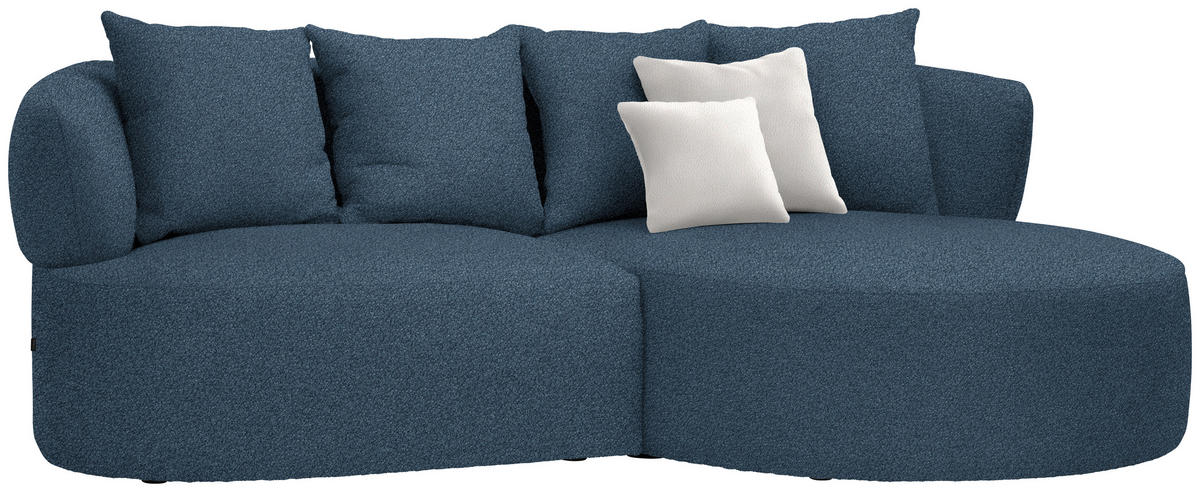 ECKSOFA in Plüsch Dunkelblau  235/166 cm  - Creme/Schwarz, MODERN, Kunststoff/Textil (235/166cm) - Hom`in
