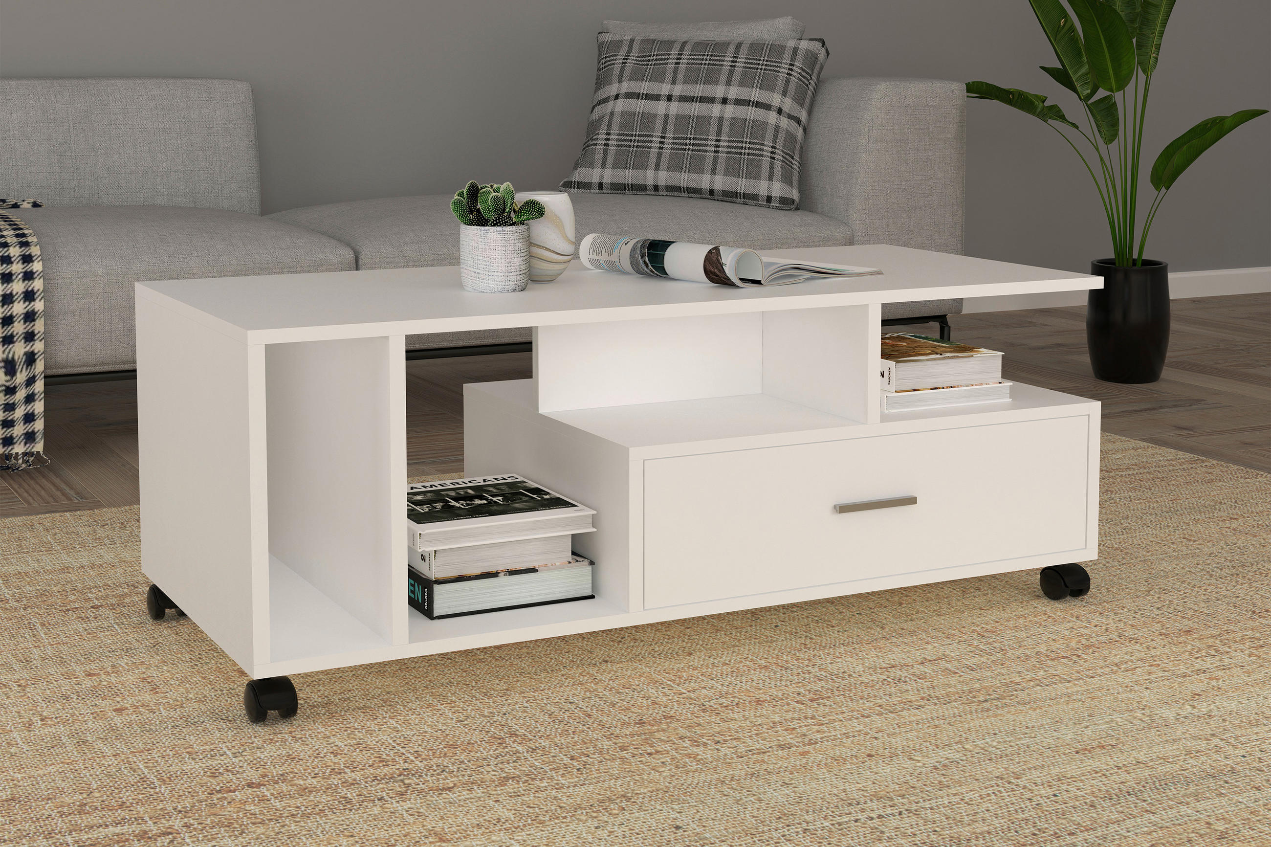 COUCHTISCH in Holzwerkstoff 112/50/42 cm  - Weiß, MODERN, Holzwerkstoff/Kunststoff (112/50/42cm) - MID.YOU