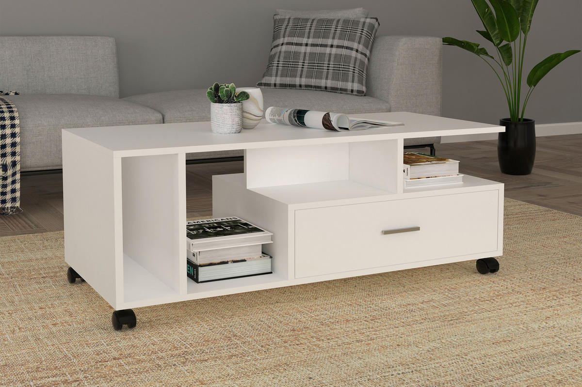 COUCHTISCH in Holzwerkstoff 112/50/42 cm  - Weiß, MODERN, Holzwerkstoff/Kunststoff (112/50/42cm) - MID.YOU