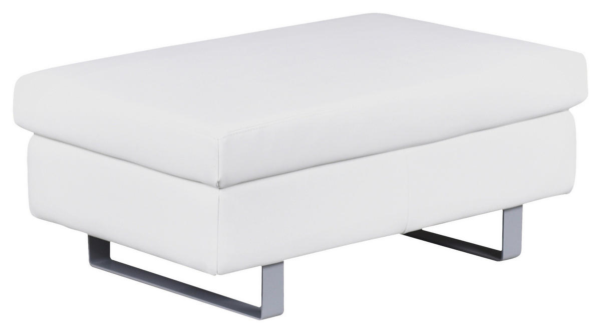 HOCKER in Textil Weiß  - Weiß/Grau, Design, Textil/Metall (92/39/59cm) - MID.YOU