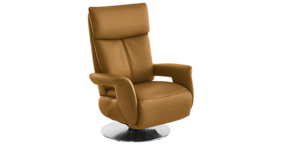 RELAXSESSEL in Leder Cognac - Edelstahlfarben/Cognac, Design, Leder/Metall (78/112/85cm) - Cantus