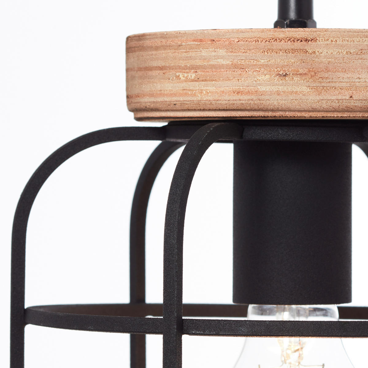 HÄNGELEUCHTE 100/20/142 cm    - Schwarz/Braun, Design, Holz/Metall (100/20/142cm) - Brilliant