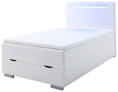 BOXBETT 120/200 cm  in Weiß  - Silberfarben/Weiß, MODERN, Kunststoff/Textil (120/200cm) - Livetastic