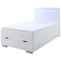 BOXBETT 140/200 cm  in Weiß  - Edelstahlfarben/Weiß, MODERN, Kunststoff/Textil (140/200cm) - Livetastic