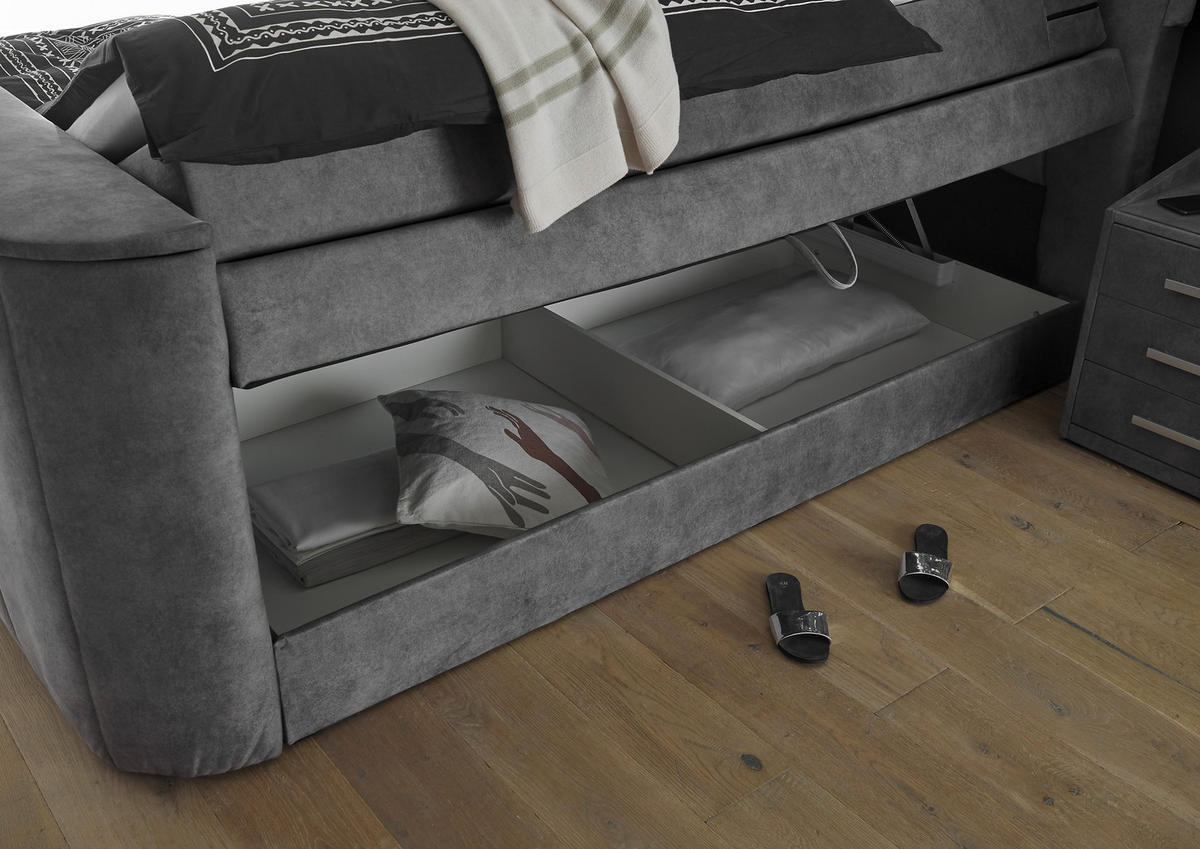 BOXSPRINGBETT 180/200 cm  in Grau  - Grau, MODERN, Holzwerkstoff/Kunststoff (180/200cm) - MID.YOU