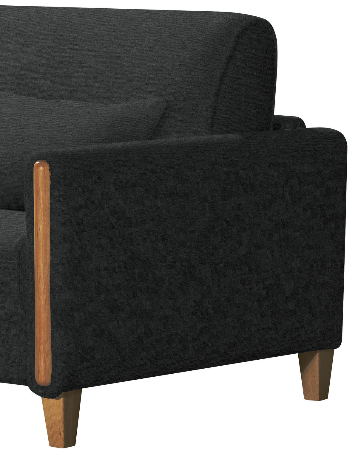 SCHLAFSOFA in Holz, Textil Schwarz, Buchefarben  - Buchefarben/Schwarz, Design, Holz/Textil (174/88/104cm) - Niels Andersson