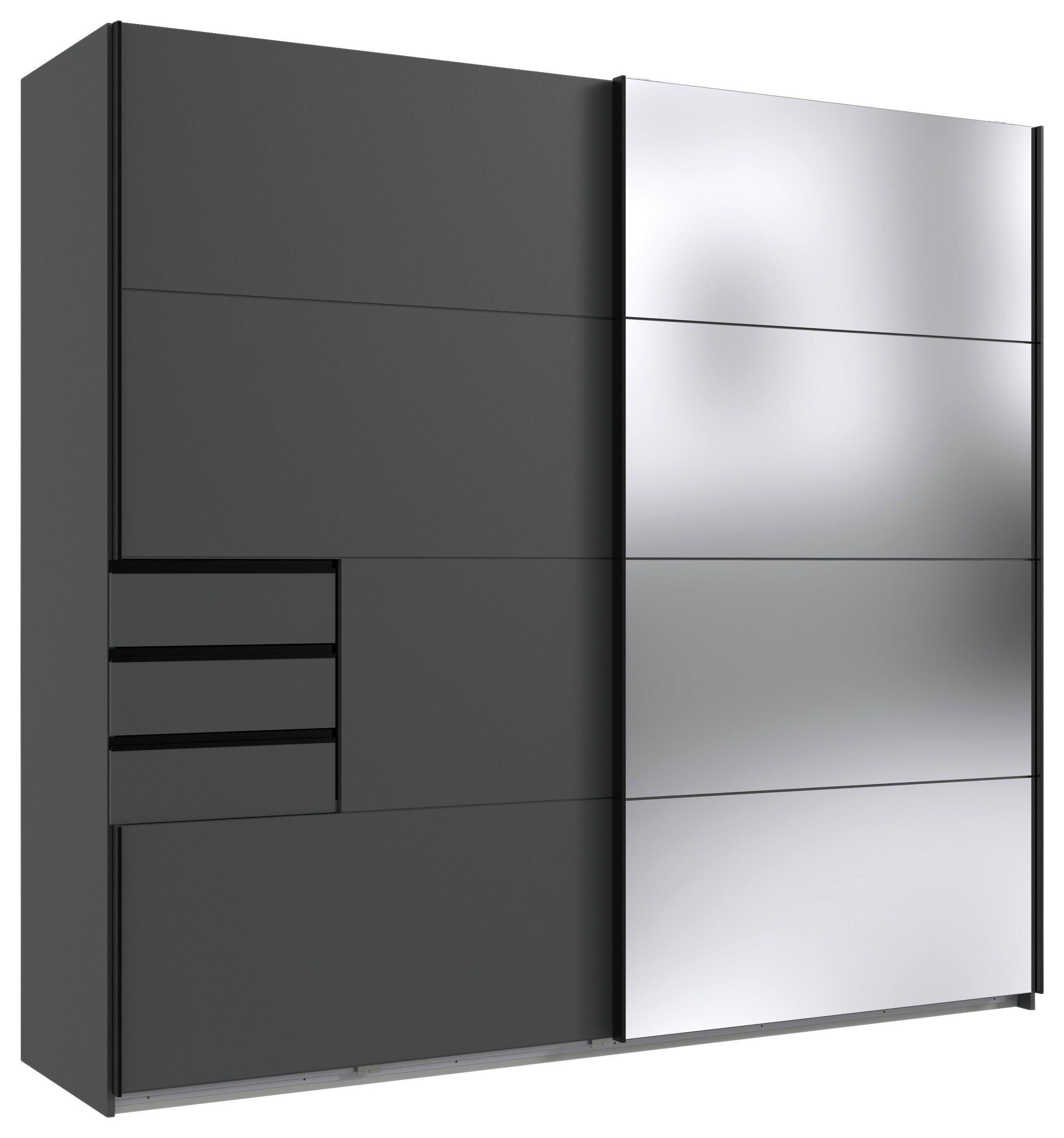 SCHWEBETÜRENSCHRANK 2-türig Anthrazit - Anthrazit/Schwarz, KONVENTIONELL, Holzwerkstoff/Metall (225/210/64cm) - MID.YOU