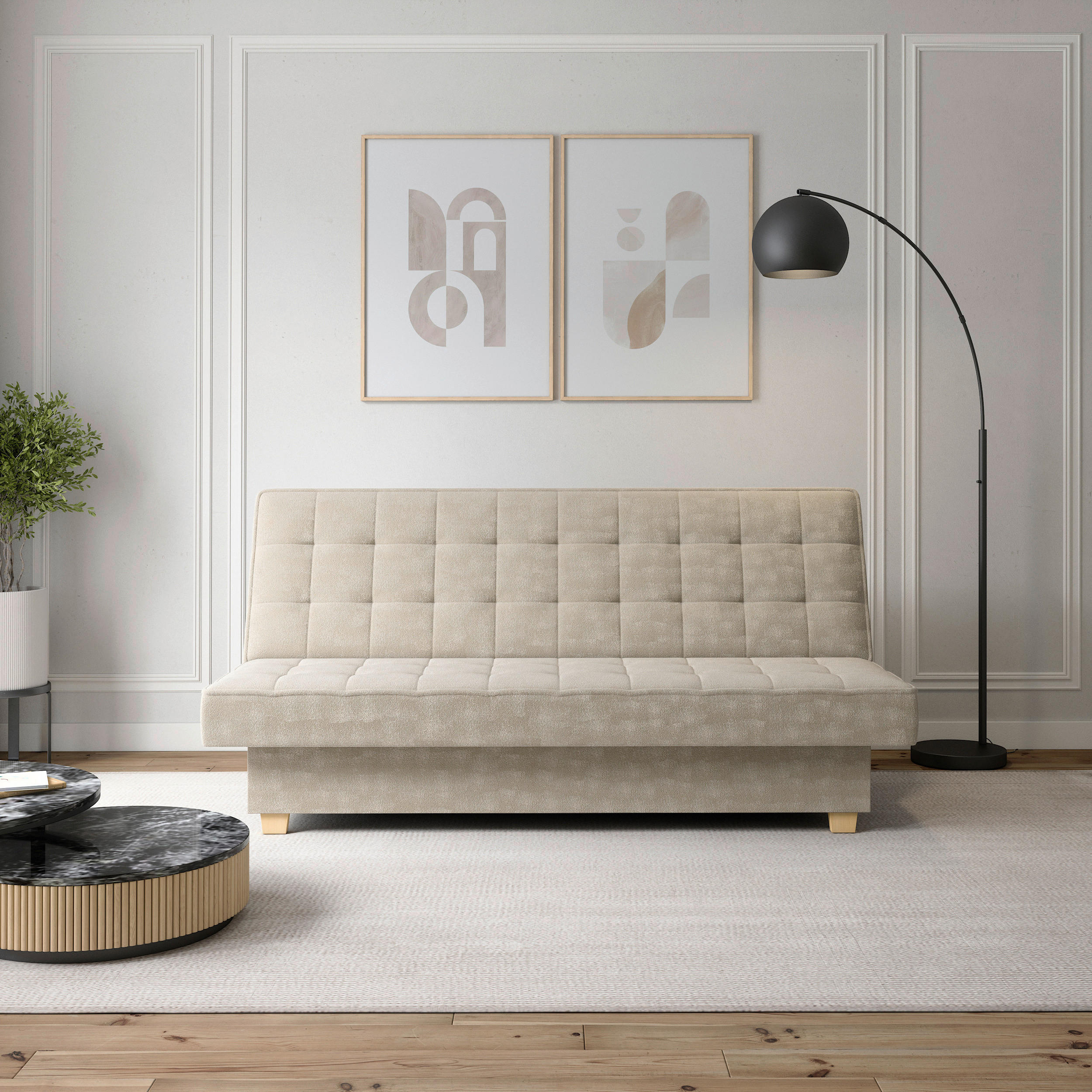 SCHLAFSOFA Creme  - Creme, Design, Holzwerkstoff/Kunststoff (192/92/95cm) - MID.YOU