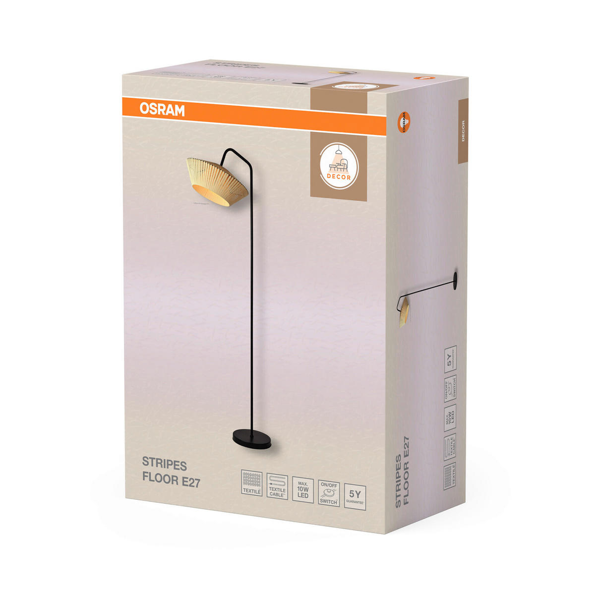 STEHLEUCHTE 40,5/56,8/164 cm    - Beige, Basics, Textil/Metall (40,5/56,8/164cm) - Osram