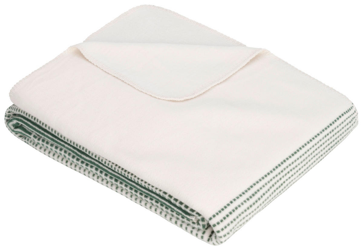 FILT 22960 Salerno 140/200 cm  - vit/grön, Klassisk, textil (140/200cm) - Ibena