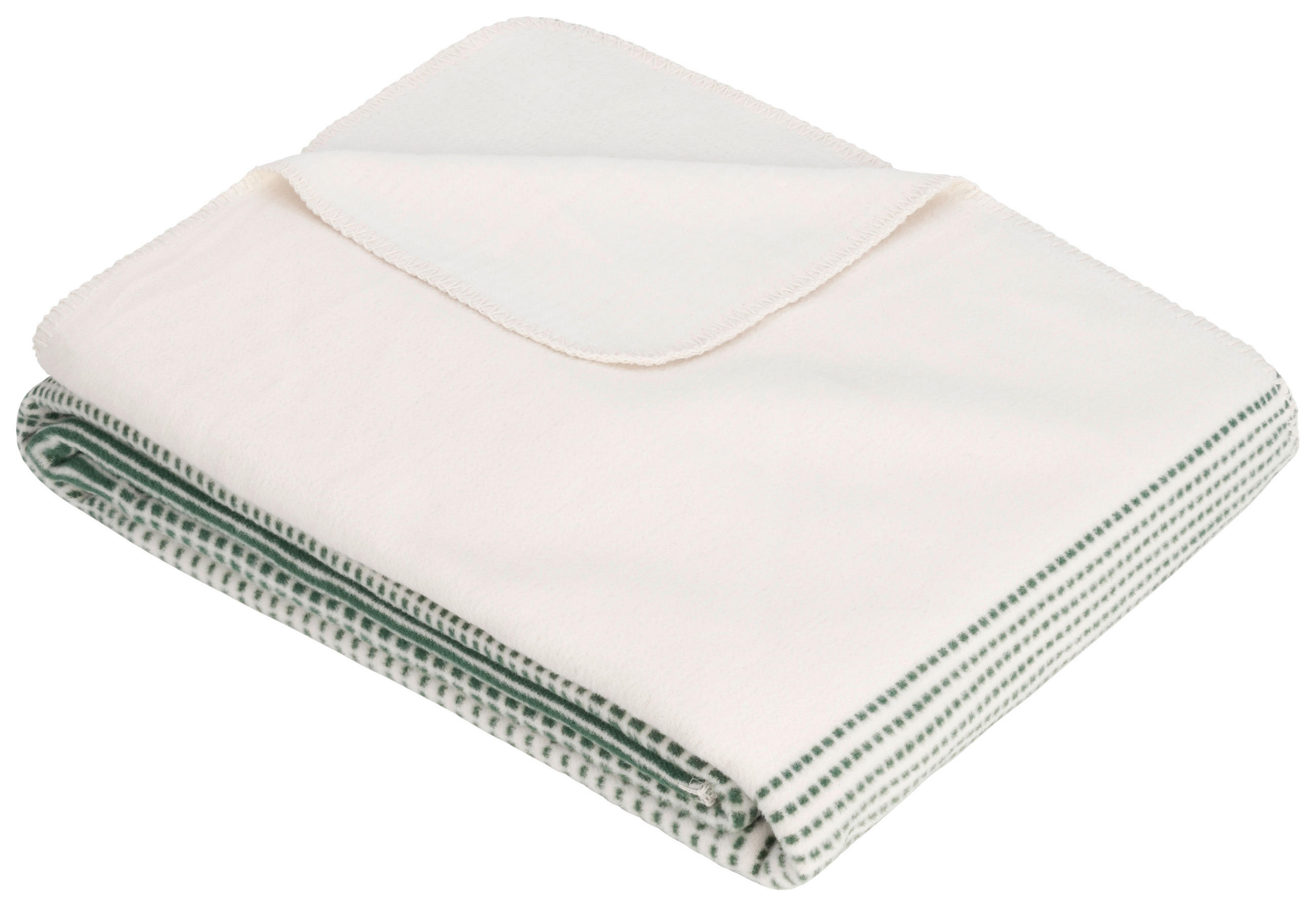 Kuscheldecke Salerno Weiß/grün 140x200cm Streifen