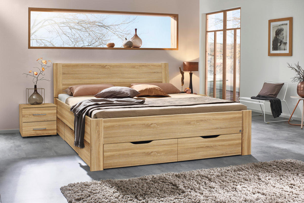 STAURAUMBETT 140/200 cm  in Eichefarben  - Eichefarben, Design, Holzwerkstoff (140/200cm) - Xora