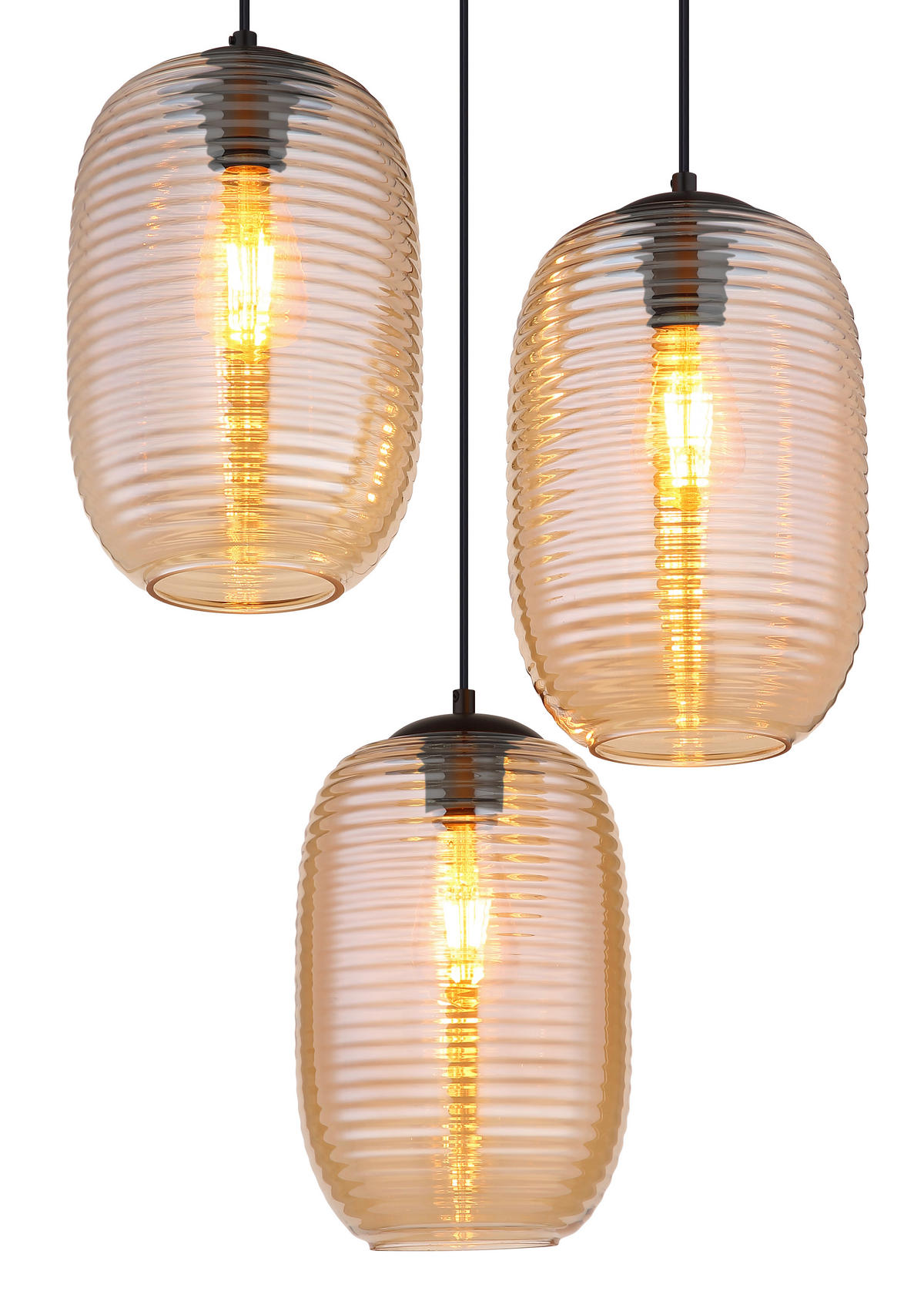 HÄNGELEUCHTE 47/120 cm  - Bernsteinfarben/Schwarz, Basics, Glas/Kunststoff (47/120cm) - Globo