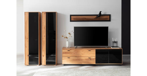 WOHNWAND  in Anthrazit, Eichefarben  333/190/50 cm  - Eichefarben/Anthrazit, Natur, Glas/Holz (333/190/50cm) - Linea Natura