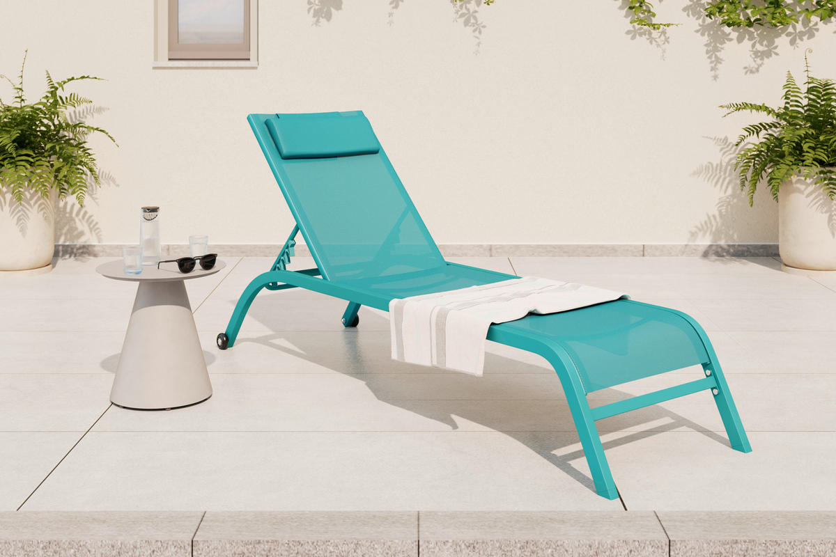 KERTI NAPOZÓÁGY 198/87/62 cm  - kék/zöld, Design, textil/fém (198/87/62cm) - Ambia Garden