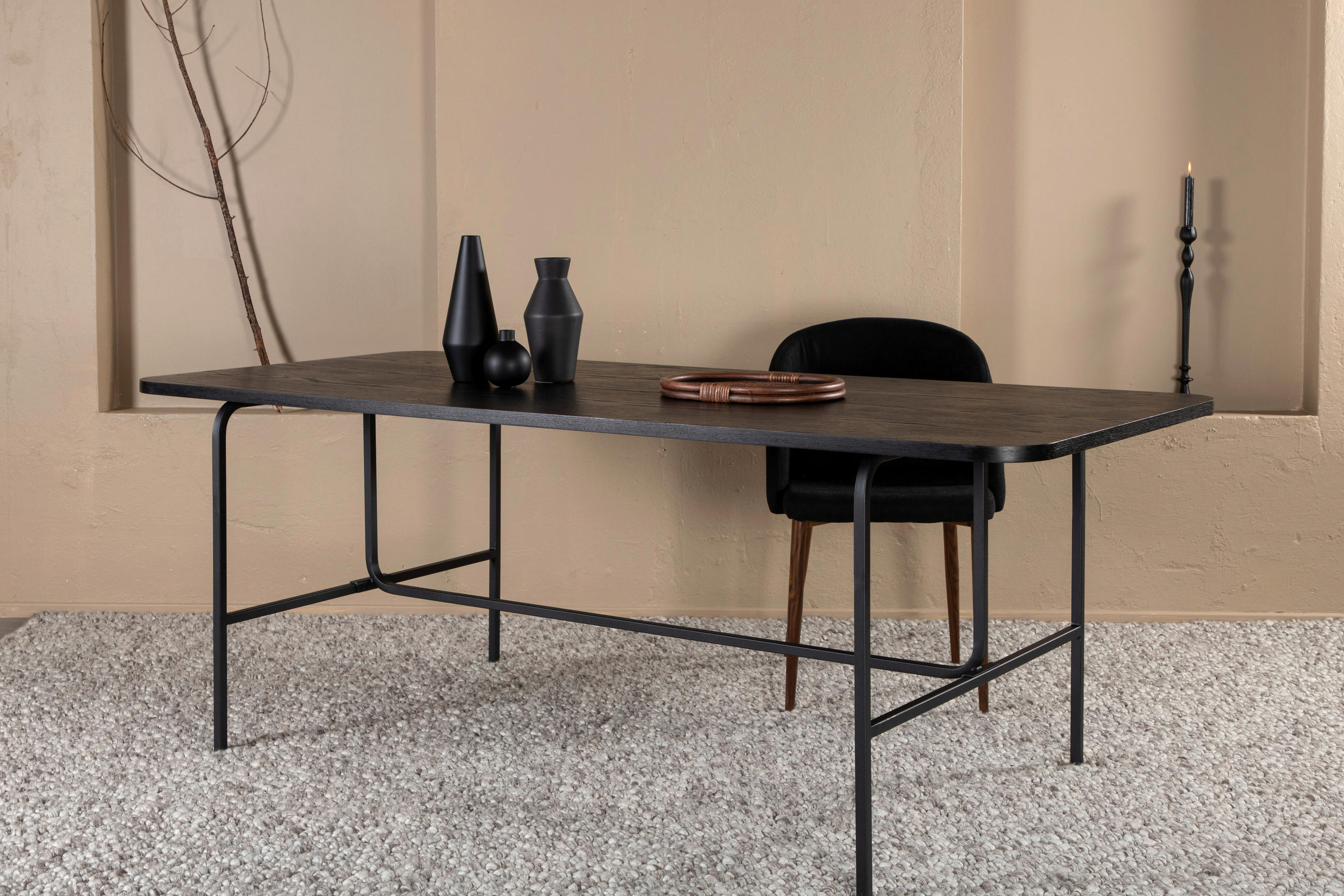 ESSTISCH furniert rechteckig Schwarz  - Schwarz, Design, Holz/Holzwerkstoff (200/90/75cm) - Livetastic