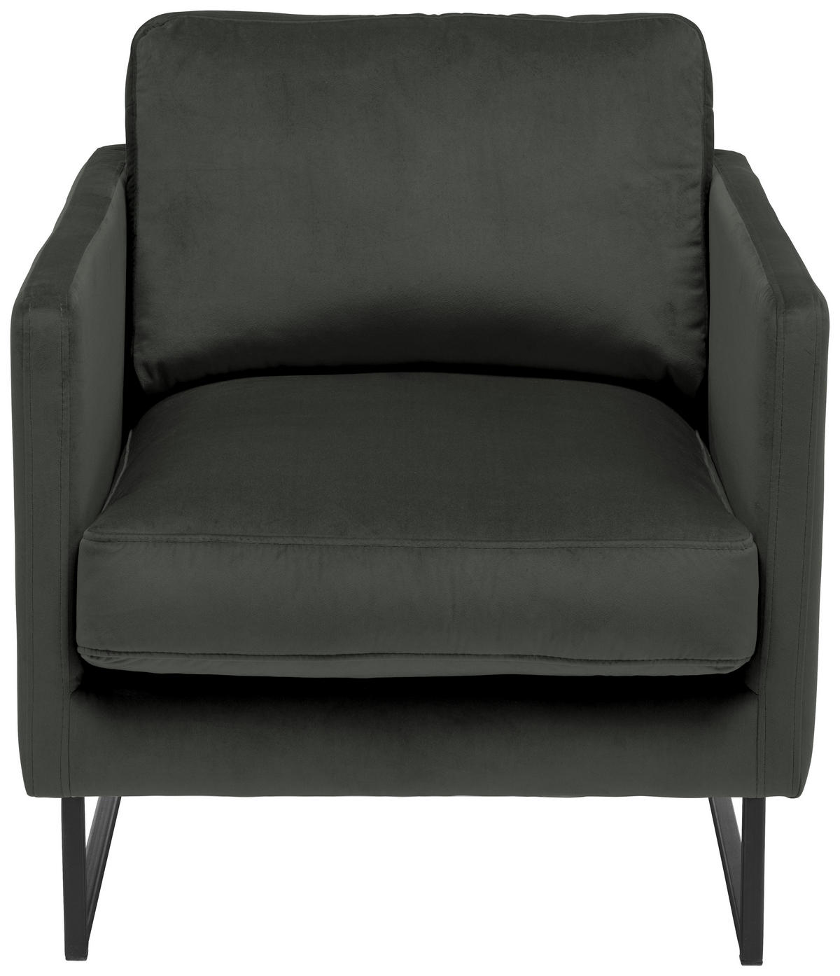 SESSEL in Samt Dunkelgrau  - Dunkelgrau/Schwarz, Design, Textil/Metall (72/78/84cm) - Carryhome