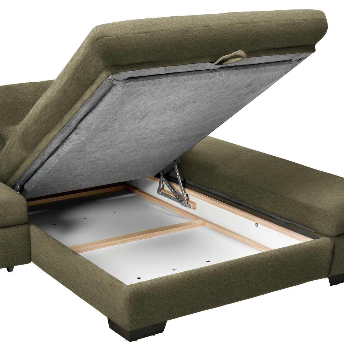 ECKSOFA Flachgewebe Grün  - Schwarz/Grün, Design, Textil/Metall (204/341cm) - Xora