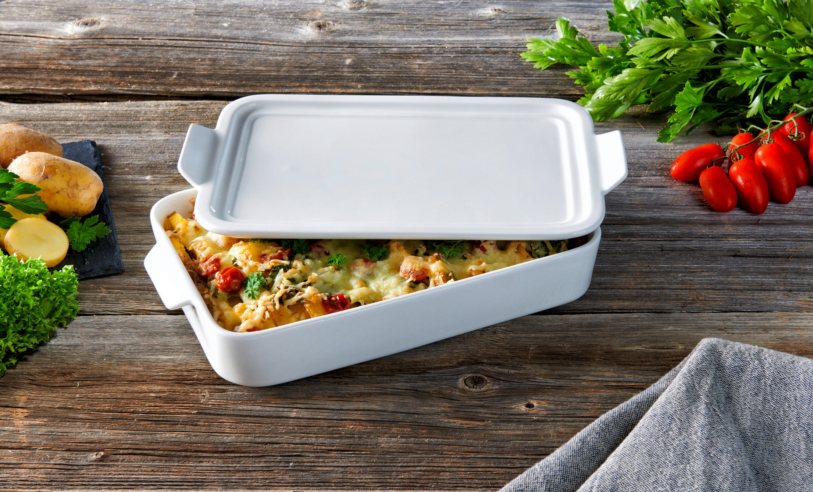 Porzellan Auflaufformen 3er Set – Ofenfest, Weiß, Stapelbar, Für Backen & Gratinieren