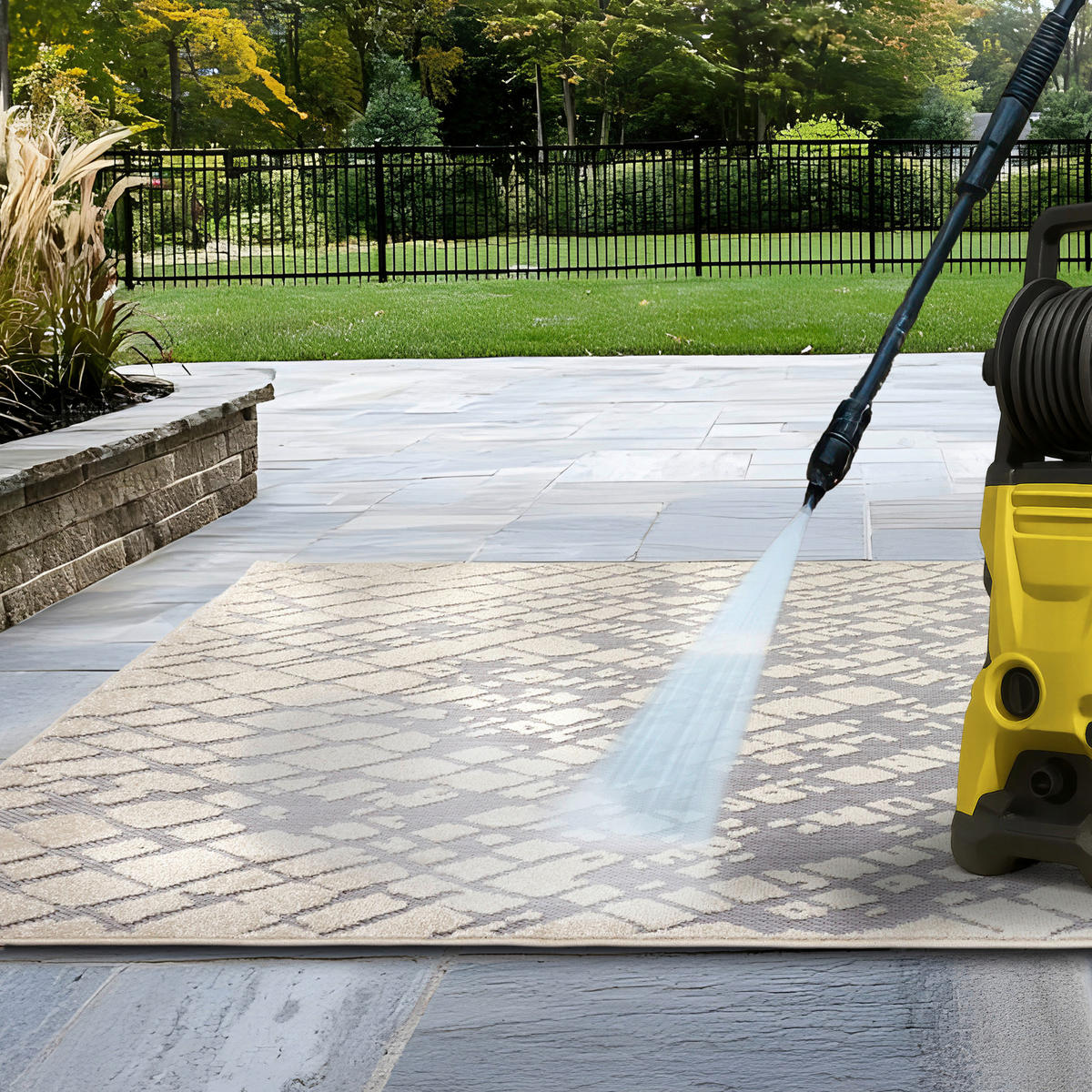 OUTDOORTEPPICH  für Terrasse und Balkon 160/230 cm Serina Grau, Weiß  - Weiß/Grau, Basics, Kunststoff (160/230cm) - Astra