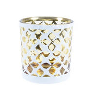 VÄRMELJUSHÅLLARE  - vit/guldfärgad, Basics, glas (7/8cm) - Best Price