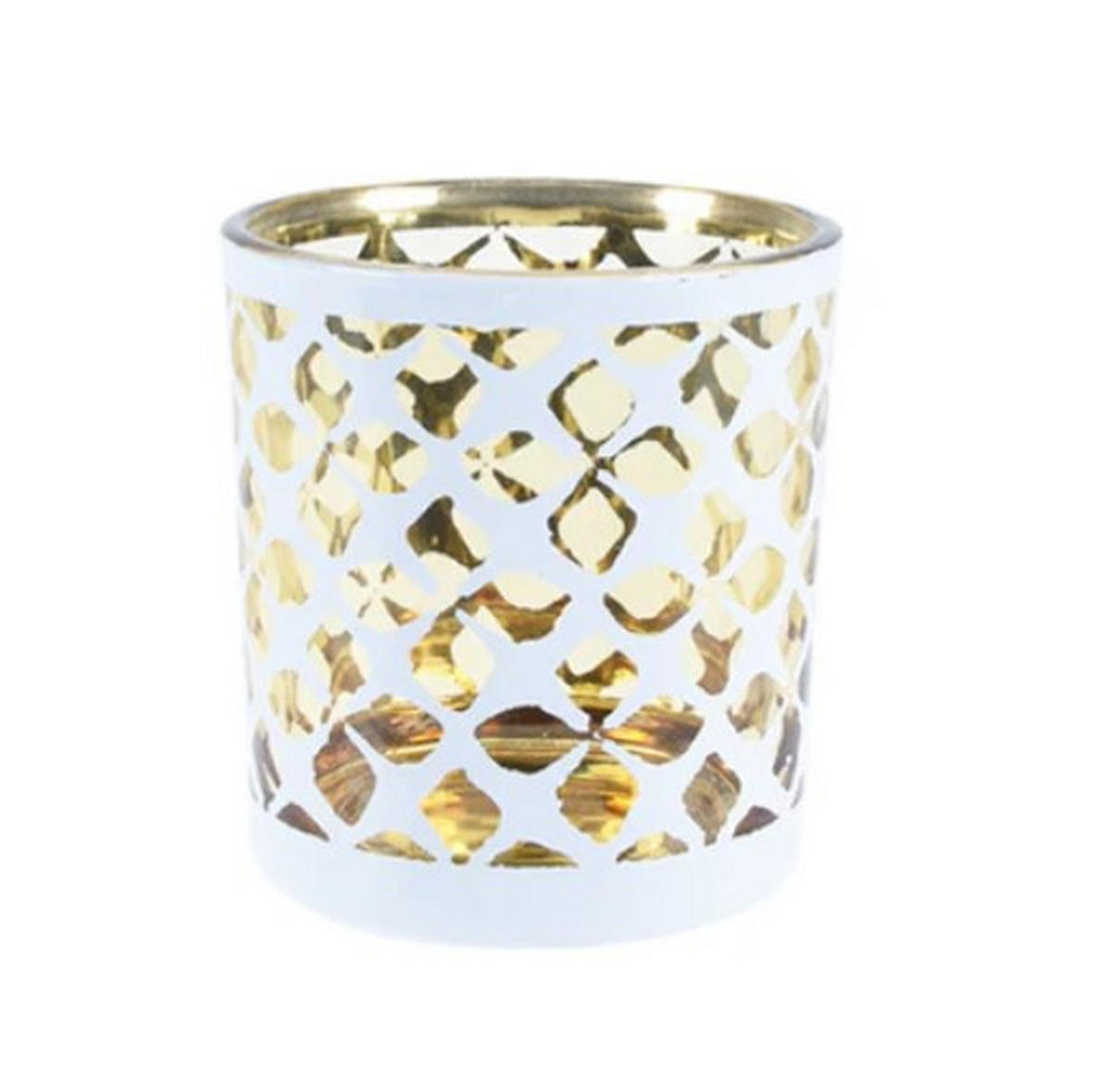 VÄRMELJUSHÅLLARE  - vit/guldfärgad, Basics, glas (7/8cm) - Best Price