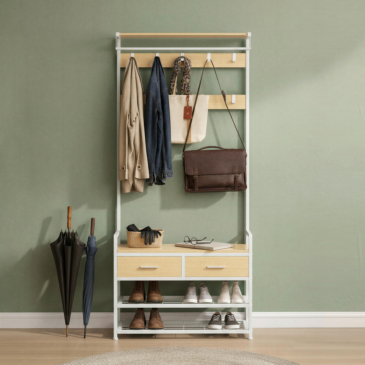 GARDEROBE 4-teilig  in 80,4/181,6/30 cm  - Eichefarben/Weiß, Trend, Holzwerkstoff/Metall (80,4/181,6/30cm) - Boxxx