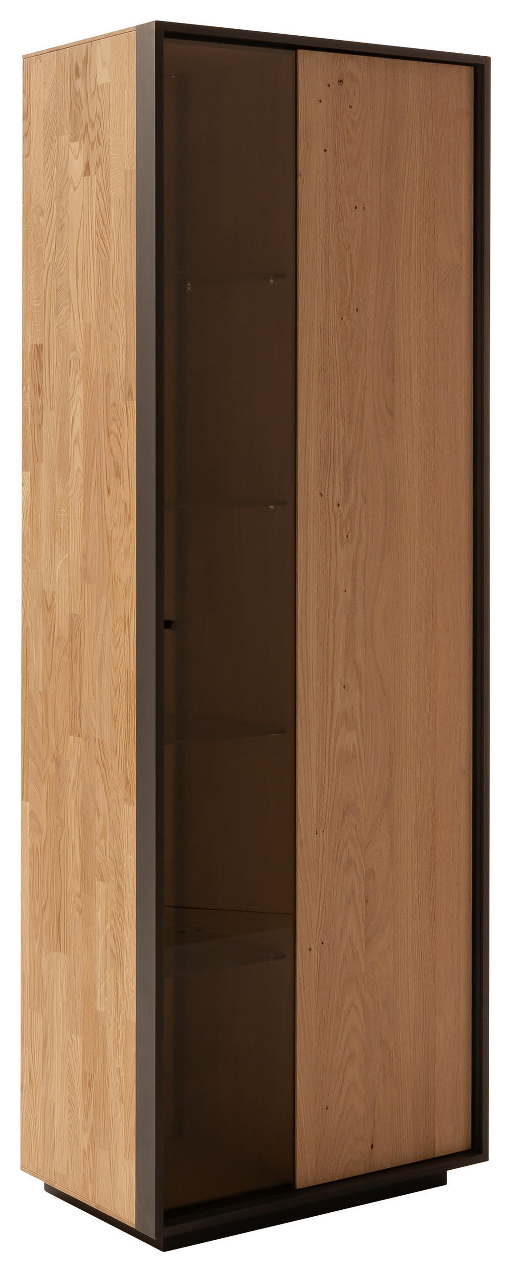 VITRINE  in massiv Kerneiche Eichefarben - Eichefarben/Anthrazit, Design, Glas/Holz (67/197/42cm) - Schöner Wohnen