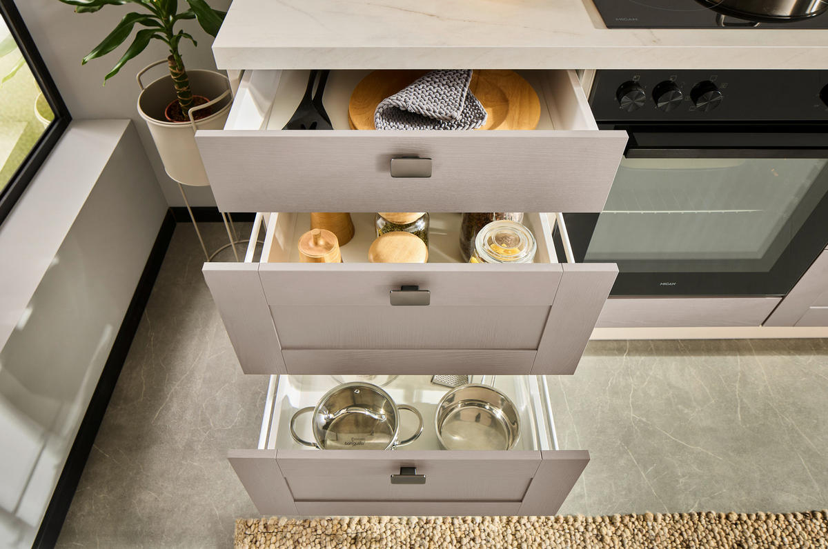 ECKKÜCHE XO50 360/120 cm  in Grau, Kaschmir  - Kaschmir/Creme, Design, Holzwerkstoff/Metall (360/120cm) - Xora