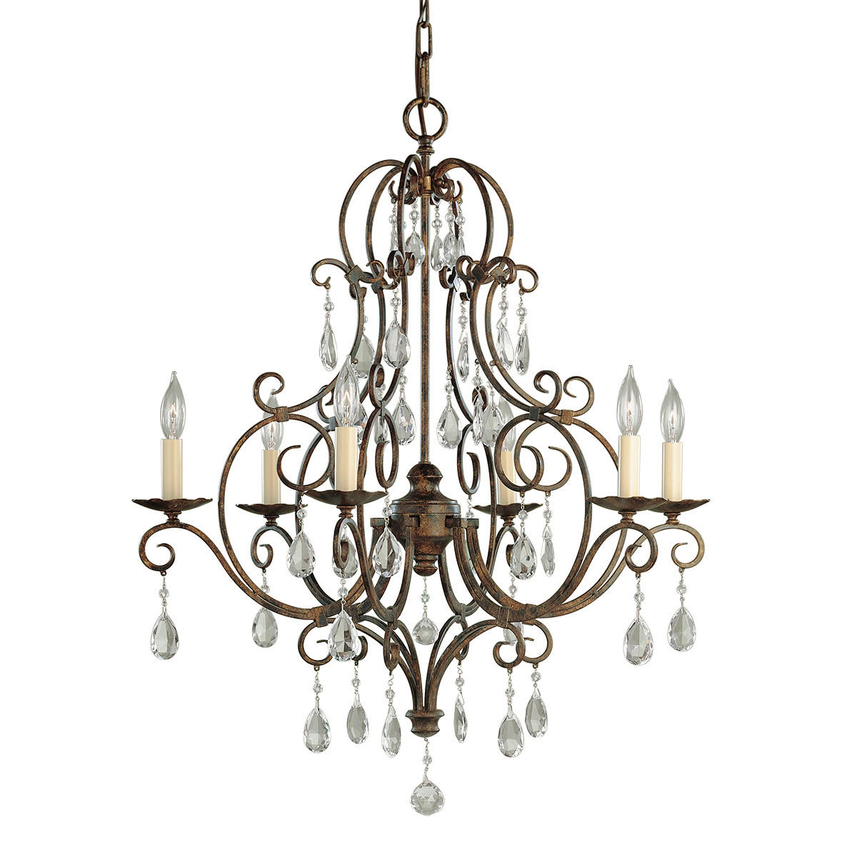 KRONLEUCHTER Chateau 63.8/68.3 cm  - Bronzefarben, KONVENTIONELL, Glas/Metall (63.8/68.3cm) - Elstead Lighting