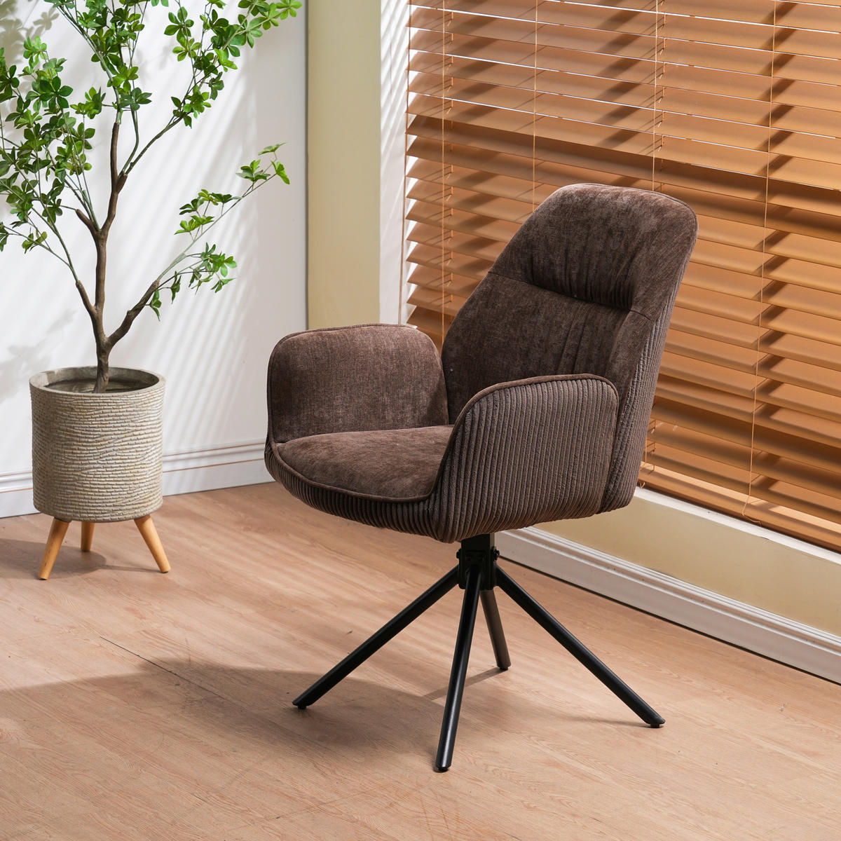 ARMLEHNSTUHL  Sitzfläche 180° drehbar Mikrofaser  Braun, Schwarz, Dunkelbraun  - Dunkelbraun/Schwarz, MODERN, Textil/Metall (60/89/65cm) - Livetastic
