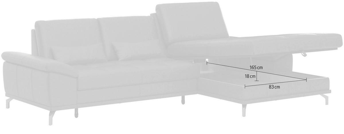 ECKSOFA COSTELLO E Anthrazit Kombination Echtleder/Stoff Mikrofaser Nierenkissen, Armteilverstellung, Sitztiefenverstellung, Bettkasten  - Anthrazit/Schwarz, Basics, Leder/Textil (301/176cm) - Sit & More
