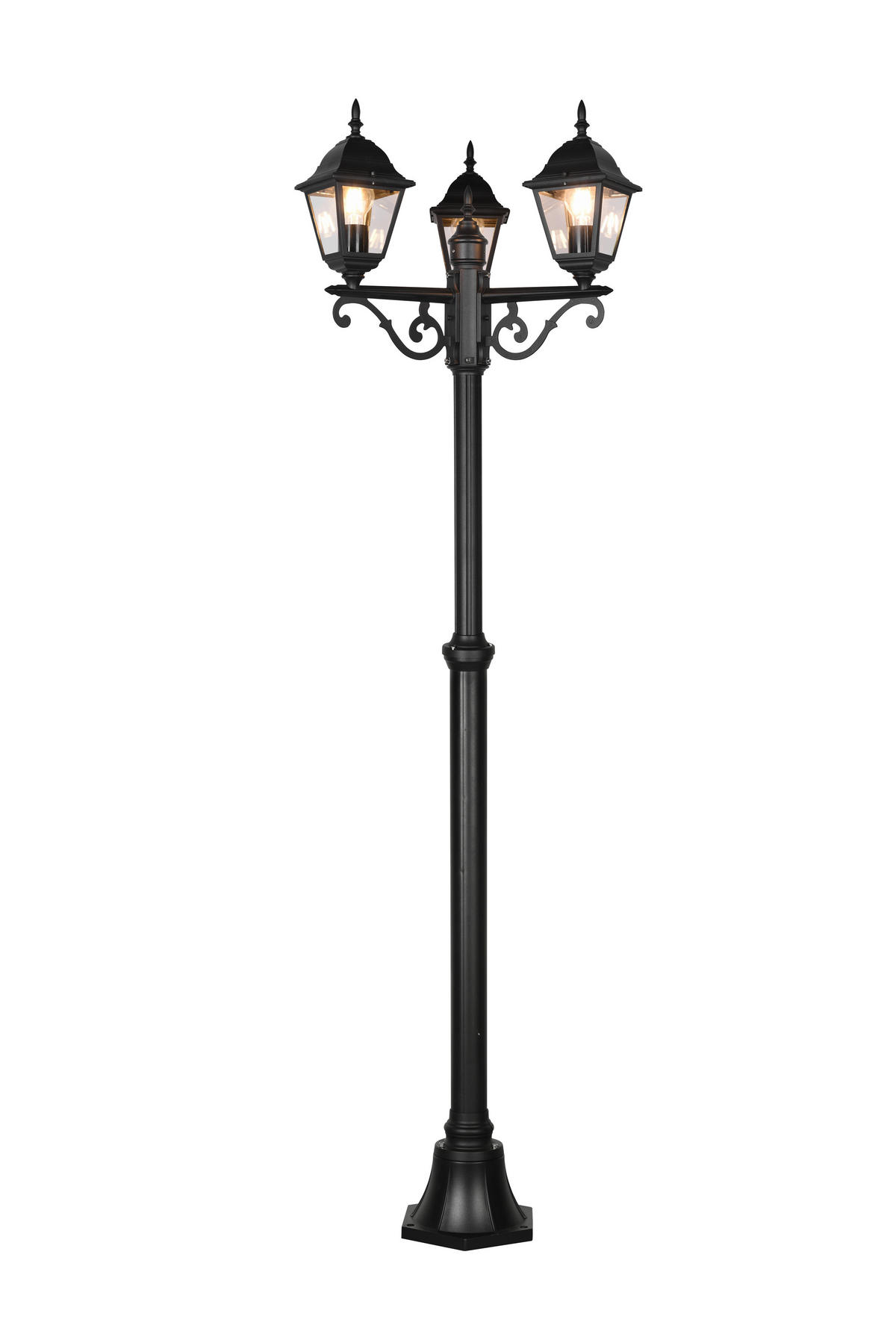 VÄGLAMPA - klar/svart, Klassisk, metall/glas (58/200cm) - Trio Leuchten
