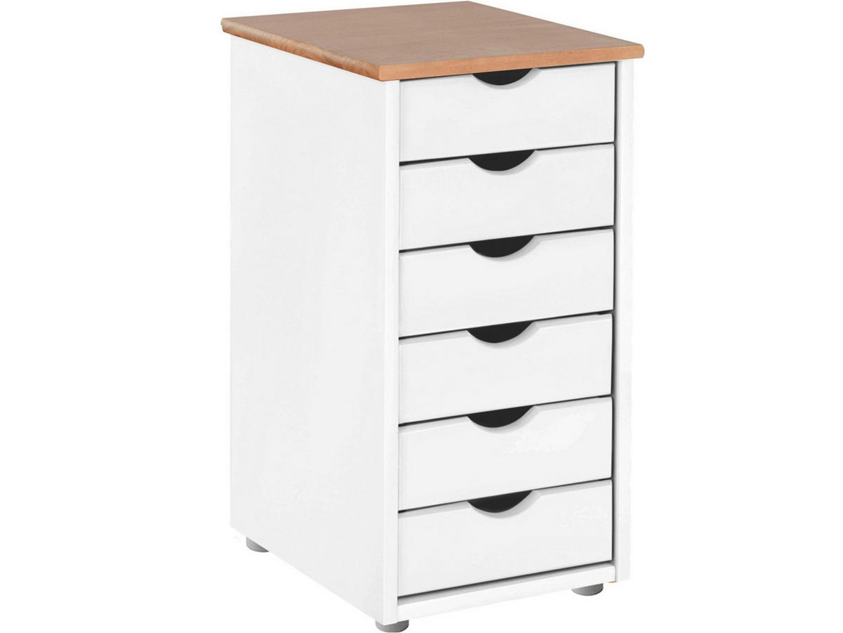 KOMMODE GENOVA, 34/66/39 cm, 6 Schublade(n)  - Silberfarben/Weiß, Design, Holz/Kunststoff (34/66/39cm) - Livetastic
