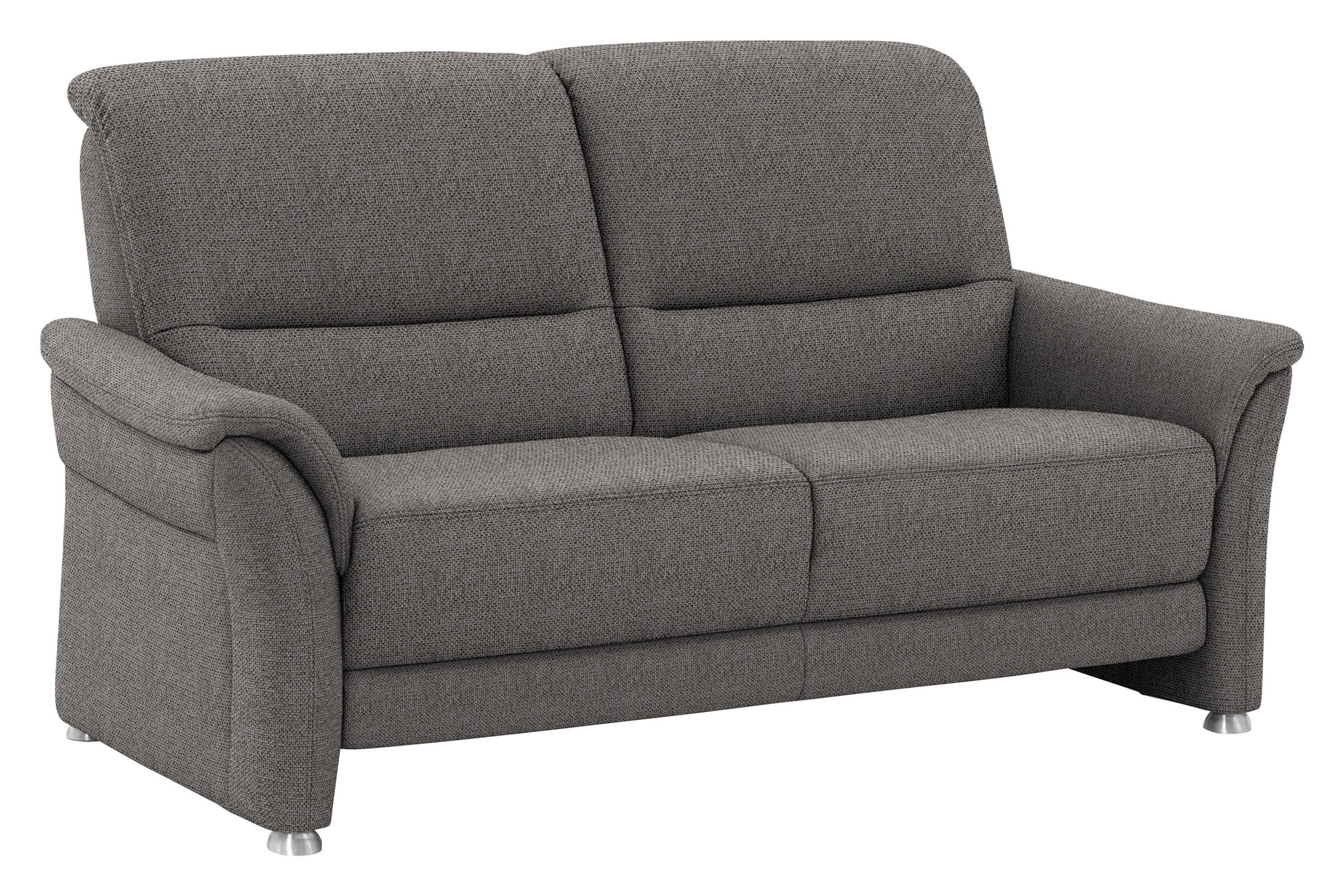 2,5-SITZER  in Flachgewebe Dunkelbraun  - Dunkelbraun/Alufarben, KONVENTIONELL, Textil/Metall (172/96/93cm) - Beldomo Premium