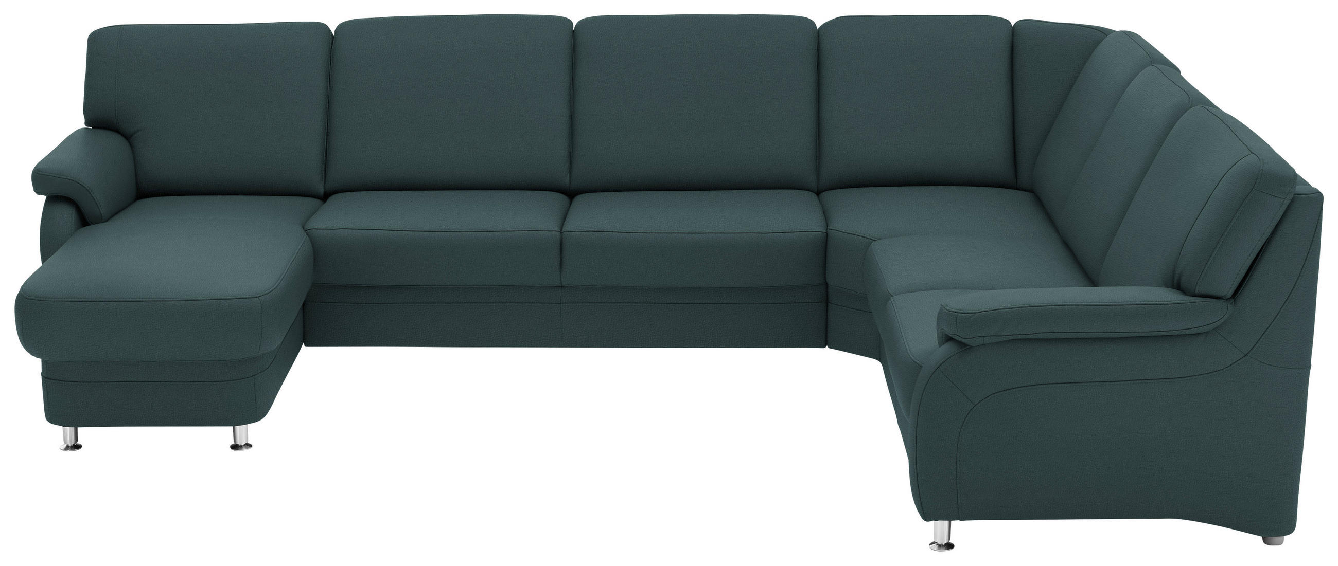 WOHNLANDSCHAFT Echtleder Graublau  - Graublau/Alufarben, Konventionell, Leder/Metall (165/329/239cm) - Beldomo Premium