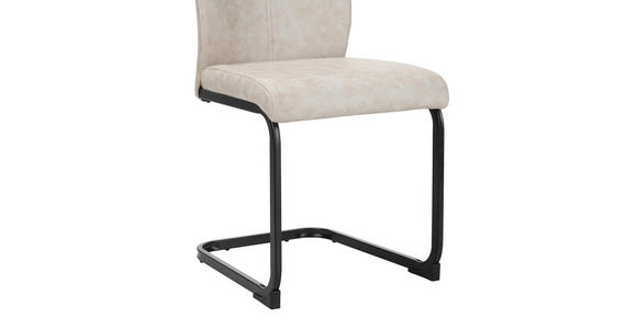 STUHL-SET 4 Stück  in Mikrofaser  - Beige/Schwarz, Design, Textil/Metall (43/97/57cm) - Xora